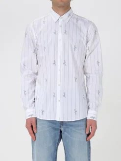 Camicia a righe Boss con logo all-over in cotone