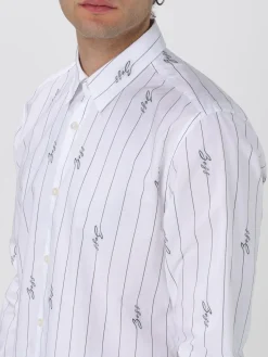 Camicia a righe Boss con logo all-over in cotone