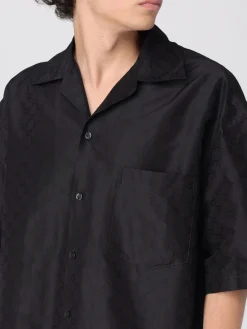 Camicia casual Gucci in misto seta con stampa monogram