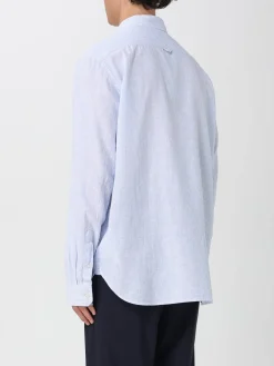 Camicia classica Woolrich in lino e cotone a righe