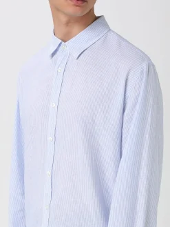 Camicia classica Woolrich in lino e cotone a righe