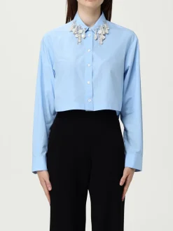 Camicia cropped Pinko in cotone con applicazioni