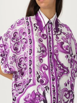 Camicia Dolce & Gabbana in seta con stampa Maioliche