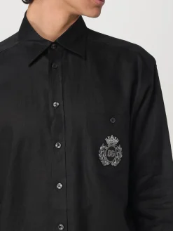 Camicia Dolce & Gabbana in lino con logo ricamato