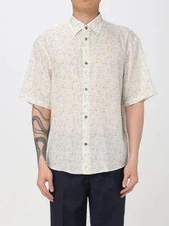 Camicia Emporio Armani in misto viscosa con stampa Eagle