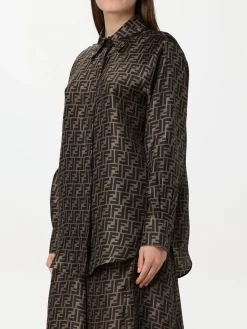 Camicia Fendi in seta con motivo monogram