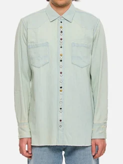 Camicia Golden Goose in denim con strass