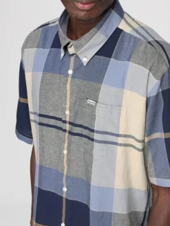 Camicia in cotone e lino tartan Barbour