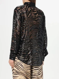 Camicia Just Cavalli in tessuto paillettato con stampa zebrata