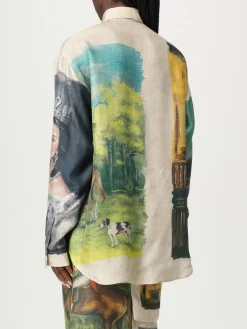 Camicia Moschino Couture in twill di seta con stampa grafica