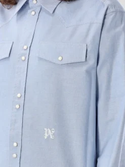 Camicia Palm Angels in popeline di cotone con logo