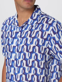 Camicia Peninsula in lino con stampa optical