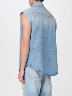 Camicia smanicata MM6 Maison Margiela in denim di cotone distressed