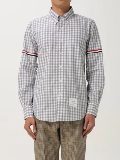Camicia Thom Browne in cotone check con logo