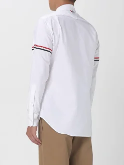 Camicia Thom Browne in popeline con flag logo
