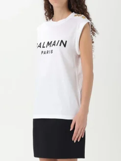 Canotta Balmain in cotone con logo