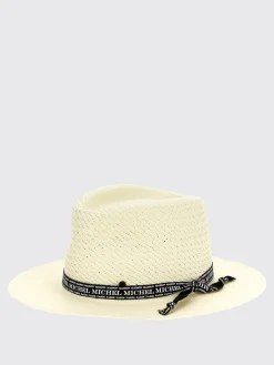 Cappello Fedora Maison Michel in rafia con fettuccia logata