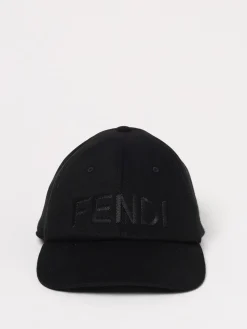 Cappello Fendi in canvas di cotone con logo ricamato