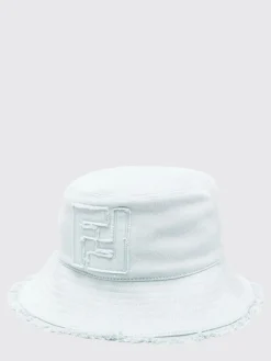 Cappello FF Fendi in denim di cotone con monogram ricamato