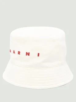 Cappello Marni in denim di cotone con logo ricamato