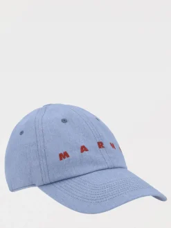 Cappello Marni in denim di cotone con logo ricamato