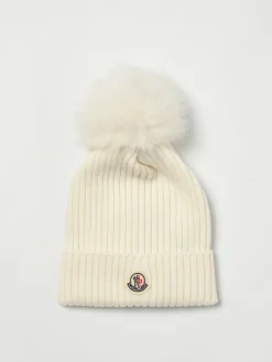 Cappello Moncler in lana vergine a coste con pompon