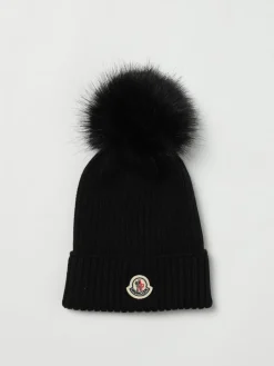 Cappello Moncler in lana vergine a coste con pompon
