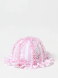 Cappello Monnalisa in cotone a righe e tulle