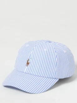 Cappello Polo Ralph Lauren in cotone a righe con logo ricamato
