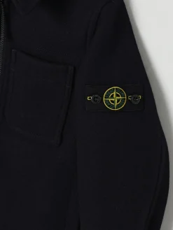 Cappotto monopetto Stone Island Junior in misto lana vergine
