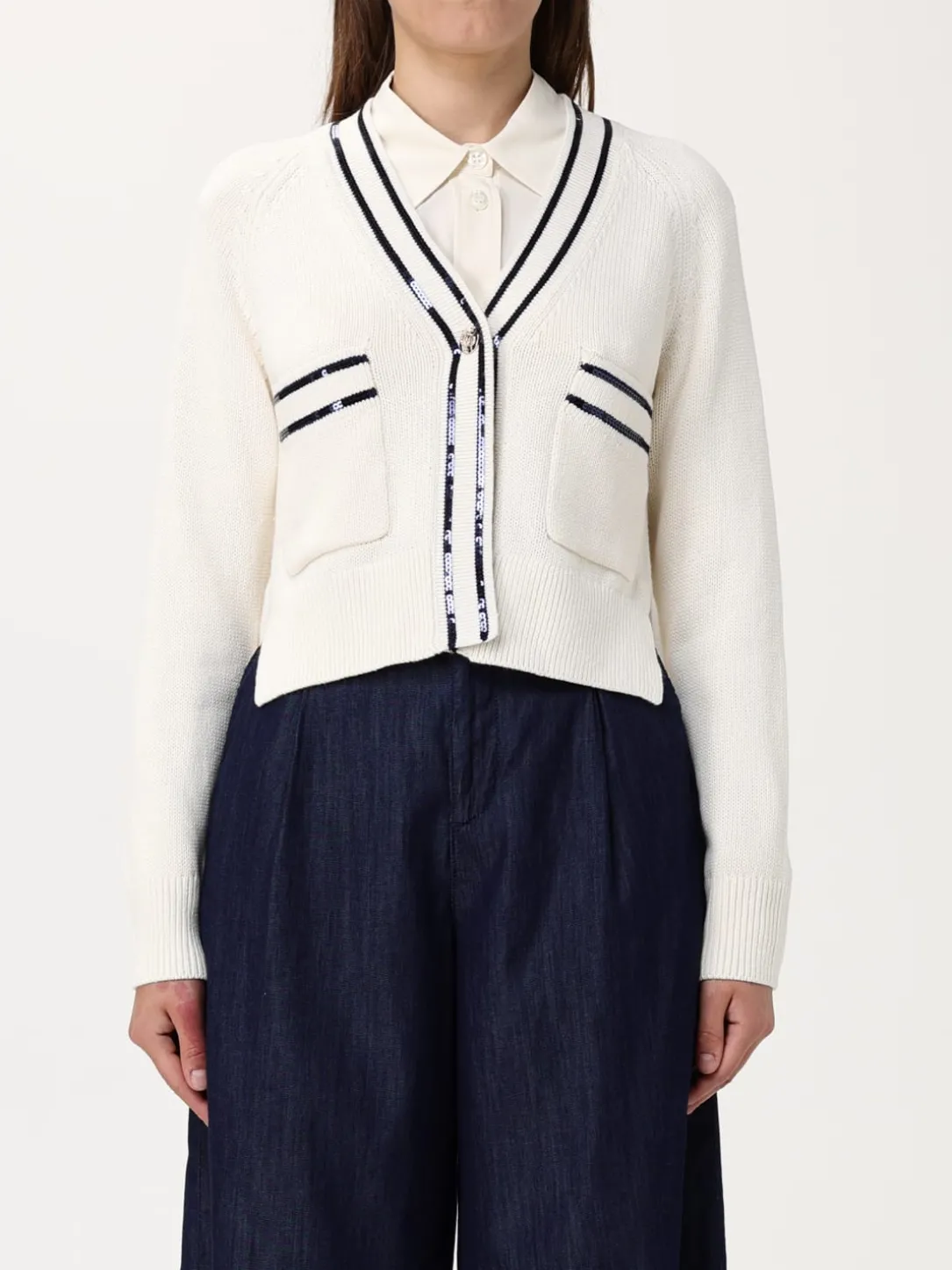 Cardigan a v Liu Jo in cotone con paillettes