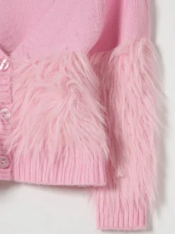 Cardigan con inserti in pelliccia sintetica Monnalisa