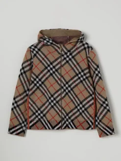 Cardigan di lana check Burberry con cappuccio