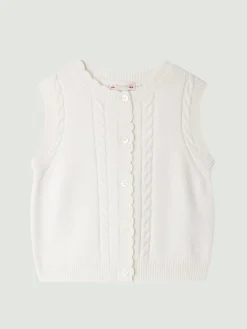 Cardigan in misto lana e cotone a girocollo Bonpoint