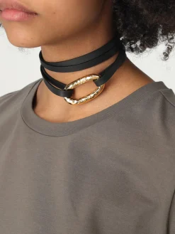 Choker Jil Sander in ottone e pelle