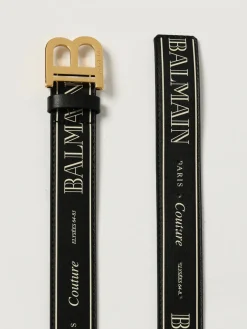 Cintura Balmain in pelle con logo all over