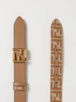 Cintura FF Fendi reversibile in pelle e cotone jacquard