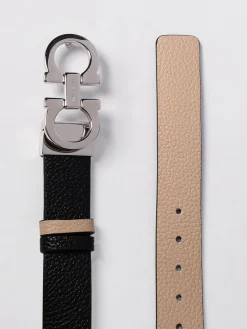 Cintura Gancini Ferragamo reversibile in pelle a grana