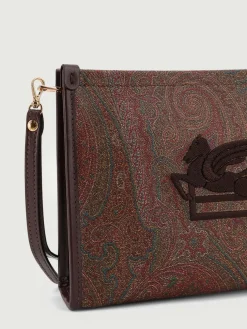 Clutch Etro in cotone spalmato e pelle