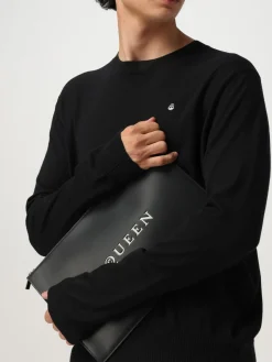 Clutch McQueen in pelle con logo