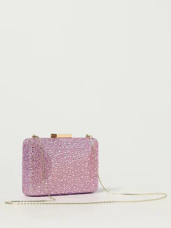 Clutch Niger Twenty Fourhaitch in raso con strass all over