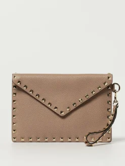 Clutch Rockstud Valentino Garavani in pelle a grana