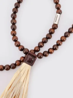 Collana Summer Lovers Dsquared2 in legno con ciondolo di rafia