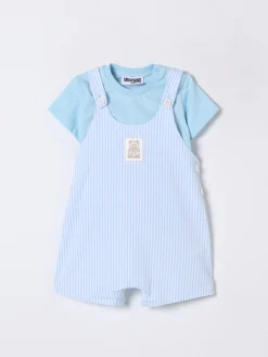 Coordinato in cotone a righe con logo Moschino