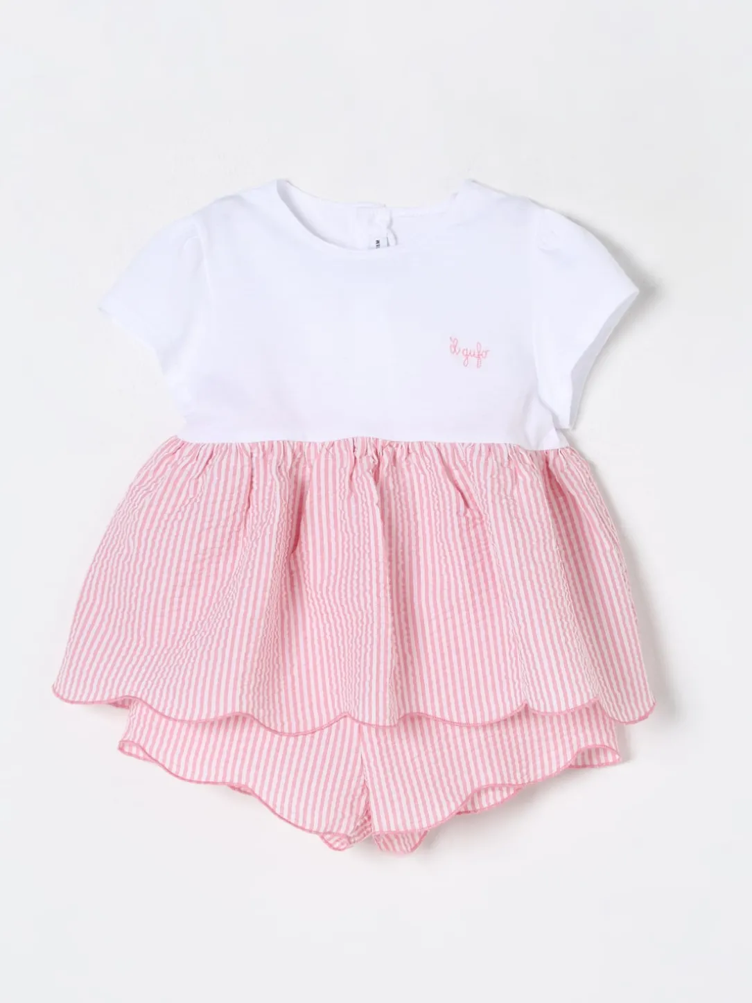 Coordinato in cotone a righe Il Gufo