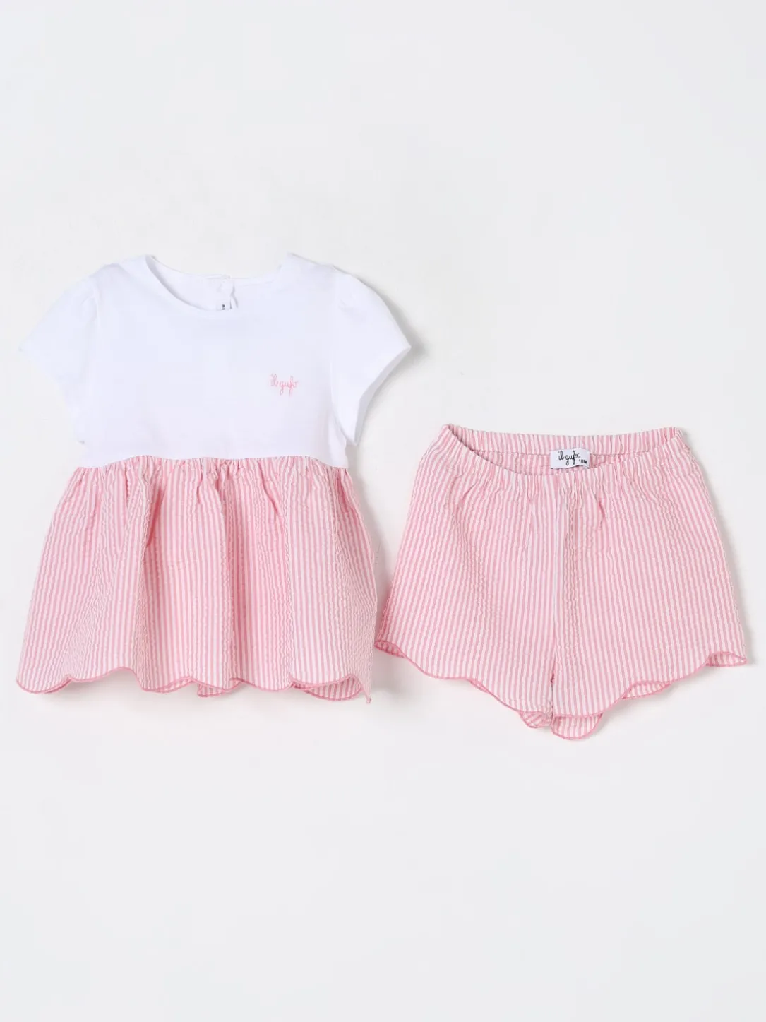 Coordinato in cotone a righe Il Gufo