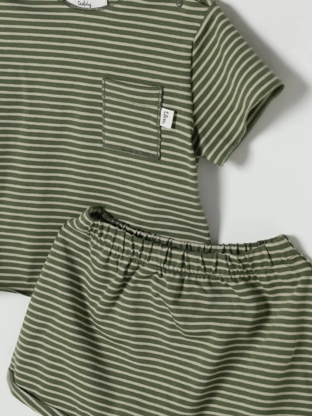 Coordinato in cotone a righe Teddy & Minou