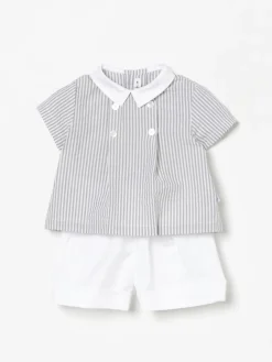 Coordinato in cotone a righe Il Gufo