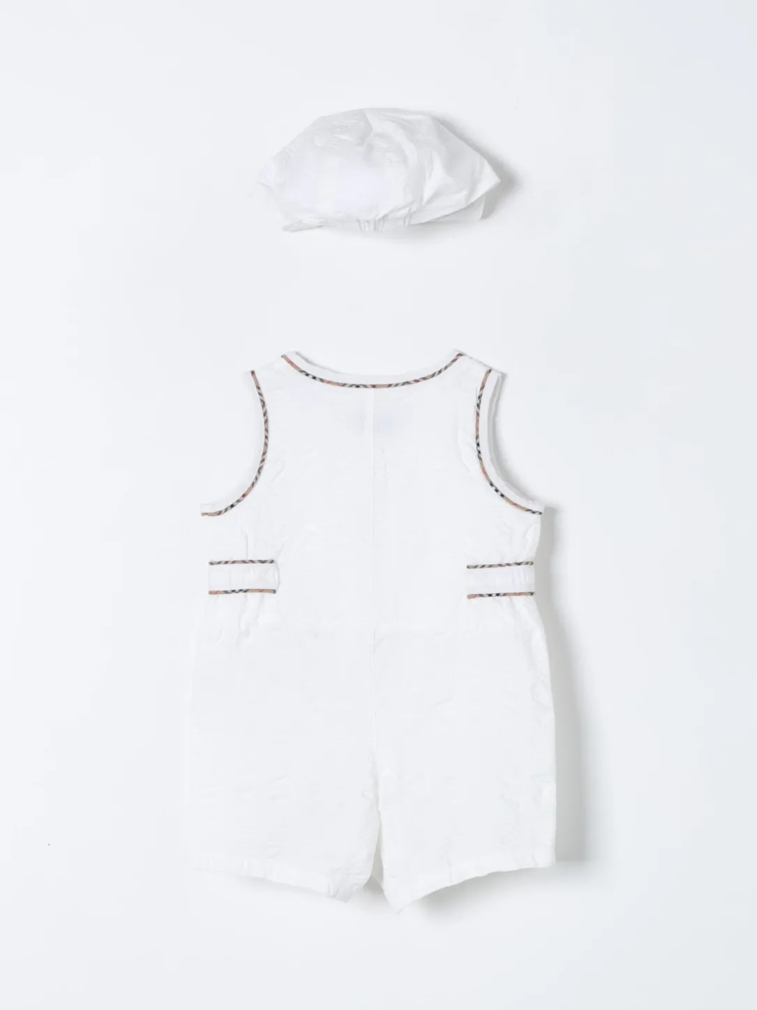 Coordinato in cotone con profili check Burberry