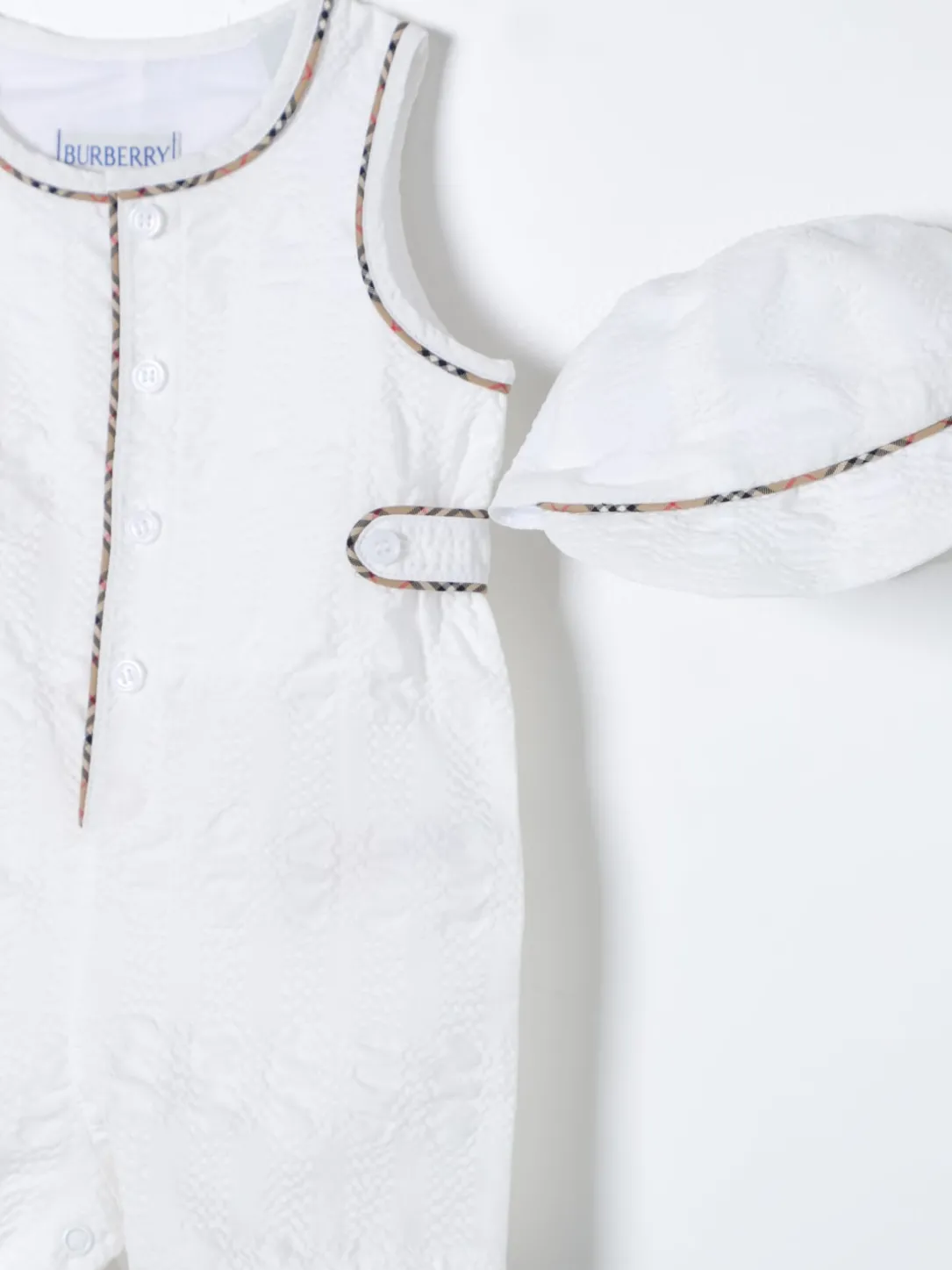 Coordinato in cotone con profili check Burberry